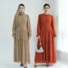 Vêtements ethniques 2024 Couleur continue Long Robe Femmes musulmanes Modestes robes Islam Elegant Ladies Party Abaya