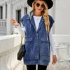 Giubbotti jeans in denim giacche incappucciate per donne oversize maniche