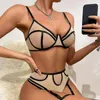 Bras Sets Ladies Color Blocking Underwear Set High Wair Adjustable Strap Push Up Femmes Lingerie Porno Costumes