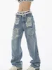 Jeans da donna Donne donne vintage strappata Design Design dei pantaloni da jeans 2024 E-girls di High Street Street Street Street Pantaloni chic chic chic