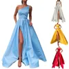 Casual Dresses Women Wedding Satin Evening Dress Long Formal Cocktail One Shoulder Bridesmaid Party With Slit