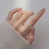 S925 Sterling Silver Minimalist Wave Double-layer Ring with a Niche Design and Irregular Lines for Index Finger Bracelet R00344 Na44