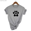 T-shirt damski Nowy miłosne serce Cat Paw Print Women Tshirt bawełniany swobodny koszulka dla lady top t tumbster tumblr statek Y240420