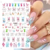 Pâques Bunny Nail Autocollants mignon Cartoon Rabbit Animal Heart Fleur Lucky Mots 3d Slider Valentine MANICURE ACCESSOIRES 240418