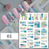Nail Art Stickers Ink Blooming Marble Water Decals Flower Leaves Transfer Sliders for Nails Paper Abstract Geometric Lines