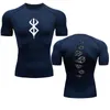 Anime T shirt Mens Rashgard Tops Clothing Short Sleeves Second Skin Bodybuilding T-Shirt Quick Dry Compression Tight Shirt Men 240419