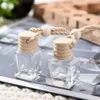 Pendant Essential Car Perfume Bottle Refillable Oil Diffuser Square Round Perfumes Glass Bottles Cars Hanging Decoration Th0168 S