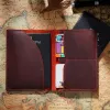 Innehavare Nyanslända äkta galna hästläder Pass Cover Solid Credit ID Case Holder Business Unisex Travel Wallet