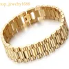 Mode 15mm män kvinnor kedja klockband armband hiphop guld sier rostfritt stål klockband rem armband c2529233a