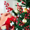 Decorative Flowers Artificial Christmas Red Berries Stems Xmas Tree Ornament Berry Branch Decoration DIY Festival Crafts Home Gift Box