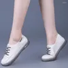 Casual schoenen 2024 Flat For Women Girls Pu Leather Walking Sneakers Loafers White Slip On Vulcanise Rubber Sole