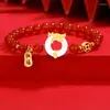 Link bransoletki czerwony koralik urocza smok bransoletka chiński styl retro spersonalizowany zodiak biały łańcuch dłoni celebrowanie roku prezent