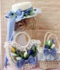 Bags Original tulip straw hat lolita accessories handmade basket Mori girl travel photo woven bag woman flower handbag messenger bag