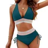 Nailwear féminin Été Femme Bikini Set V-Neck Bra High Waist Side TrawShip Swimming Trunks Séchage rapide