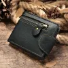 Wallets 2023 New Fashion Man Small Purse Anti Theft Brush Wallet Driver's License Cowhide Leather Clip Men's Wallet Card Holder