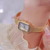 Polshorloges 2024 S eenvoudige rechthoekige wijzerplaat kwarts Women's Watch Fashion Rhinestone Waterdichte roestvrijstalen horloges FA1775