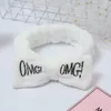 2023 New OMG Letter Coral Fleece Wash Face Bow Hairbands For Women Girls Headbands Headwear Hair Bands Turban Hair Accessories