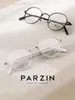 Lunettes de soleil Frames Parzin Round Pure Titanium Myopie Lunes Femmes Femmes Vintage Optical Prescription Eyeglass Men Titan Eyewear 61022