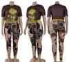 Moda Tasarımcısı Kadınlar Artı Boyut Terzini T-Shirt Pantolon 2 Parça Lüks Marka Sıradan Set 2 Parça Seti JB2972