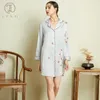 Women's Sleepwear Ling Turn Down Collar Silk Robe Pajamas Summer Thin Slip Dress Dresse Night Gowns