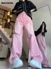 Frauen Jeans Aotvotee Pink für Frauen 2024 Fashion Vintage Low Rise Chic Casual gerade locker in voller Länge weites Bein