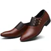 Dress Shoes Men's Fashion Pointed Breathable Versatile Formal Youth Leather Waterproof Shallow Casual