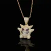 ヒップホップマイクロセットジルコンかわいいペットエルフGeng Ghost Pendant The True GoldEleclroplated Hiphop Mensネックレス