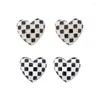 Stud-oorbellen Sterling Silver 925 Zwart Wit Schaakbord Hartvormig zoet schattig cadeau For Women Party Gothic Fine Jewelry 2024 Fashion