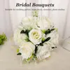 Kwiaty dekoracyjne bukiety ślubne jedwab i plastikowe romantyczne wykwintne wygodne uchwyt piękny bukiet ślubny do dekoracji domowej