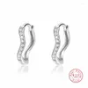 Orecchini per stalloni creativi microinlauda zircone wave women s999 sterling argento europeo luccicante gioielli da festa personalizzati