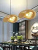 LED Pendnat Light Bamboo Lantern Design Chandelier Retro 40cm Seiling Seiling Seighting