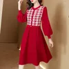 Vestidos casuais 2024 vestido de malha de moda outono feminino/inverno vintage vintage versão coreana de lã quente lã quente vestidos