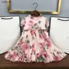 New baby skirt Flower pattern printed all over Princess dress Size 90-160 CM kids designer clothes summer girls partydress 24April