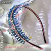 Hair Clips HNYYX Sparkling Rhinestone Headbands Crystal Beaded Hoop Blue Vintage Accessories Wedding Party Pieces A36