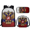 Sacs drapeau de la Russie 3PCS Sac à école pour garçons filles de grande capacité sac école sac enfant avec des boîtes à lunch