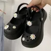 Slippers 2024 Sandals Cute Little Flower DIY Hole Garden Shoes Lolita Thick Sole EVA Outdoor Two Wear