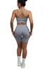 Ruuhee senza saldatura di spaghetti Strap Yoga Set Women High Waist Short Sport Bra senza schienale Bra a due pezzi Sportswear 240415