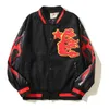 2024 High Street Flame Star Baseball Hellstar Suit Spliced ​​Patch Tiger broderad läderärmar för män och kvinnor WJCK