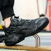 Obrotowa klamra robocza buty bezpieczeństwa dla mężczyzn stalowe palce oddychające czarne niezniszczalne buty przebijające platformę unisex 240419