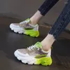 Casual Shoes Ladies Mesh Wysoko na platformę koronkową kobietę obuwia Zielone promocja Bute Koreańskie trendy lekkie 2024