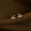 Stud Earrings Flower Zirconia Mini Simple Small Golden For Women Girls Fashion Korean Jewelry Bijouterie Gifts