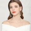 Brincos Dangle Mulheres Pearl elegante há muito tempo criou um grande cristal de corrente simulada para presente de festa de casamento