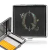Depolama Şişeleri 1 PCS Vintage Sigara Kılıfı Modaya Metal Deri Kutu Organizatör Taşınabilir Flip Açık İlk Adı Grafik Harf 26 Harf