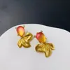 Nieuw ontwerp Vintage Goldfish Symmetric Earring Antiek 925 Zilveren naald Kleurrijke glas Vissen Symmetrische oorbellen Sieraden PH-91000
