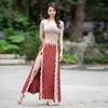 Stage Wear Belly Dance Top Skirt Set Performance Suit in pizzo Abito Carnaval Anfraces Aduls Cabaret Vestido Gitana Costume
