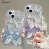 Caisses de téléphone portable Flash Butterfly Gradient en dentelle pour iPhone 14 13 Pro Max 12 11 x xs 8 7 plus SE Bracelet Soft TPU Wave Cover J240418