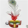 Дизайнерские маски 12шт Colorf Peacock Feather Mask Женщины девочки венеция