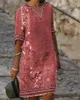 春と夏の女性服民族スタイル印刷されたカジュアルvネックドレス1711
