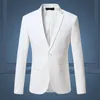 Högkvalitativ gentleman män Slim Casual White Suit Large Size Brands Mens Business Flow of Pure Color Blazers Men 240409