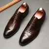 Vestido sapatos masculinos oxford genuíno couro artesanal de vinho preto de renda vermelha up brogue codificado de crocodilo formal para homens